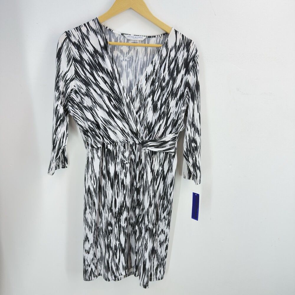 Peter Nygard Women's Dress Black/ White Knotted Front  PET M NEW WITH TAG - Picture 10 of 17